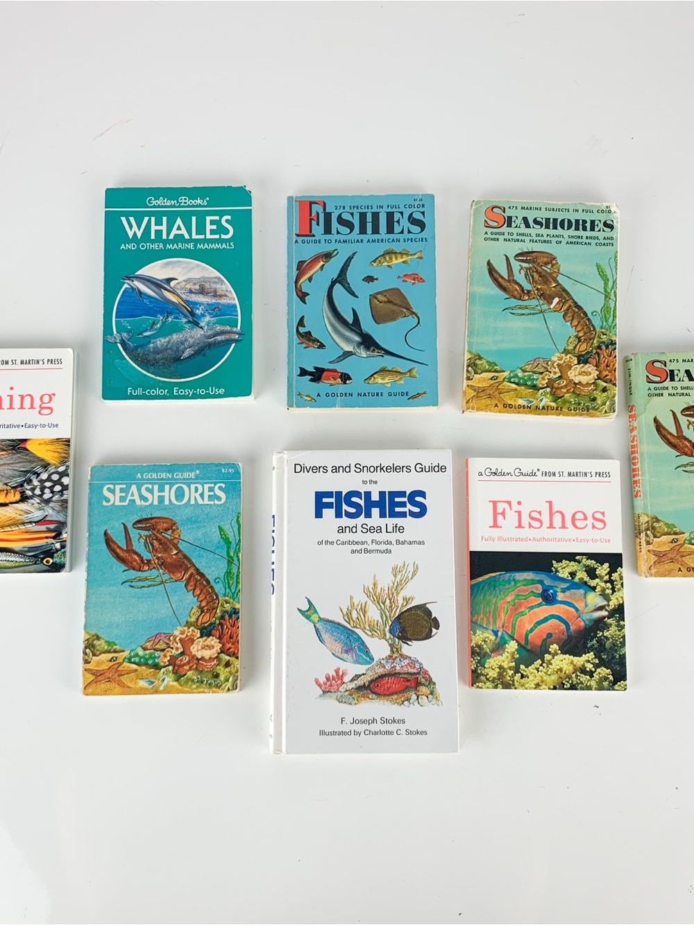 8 Vintage Golden Guide Nautical Books Whales Fishes Seahorses Fishing Sea Life